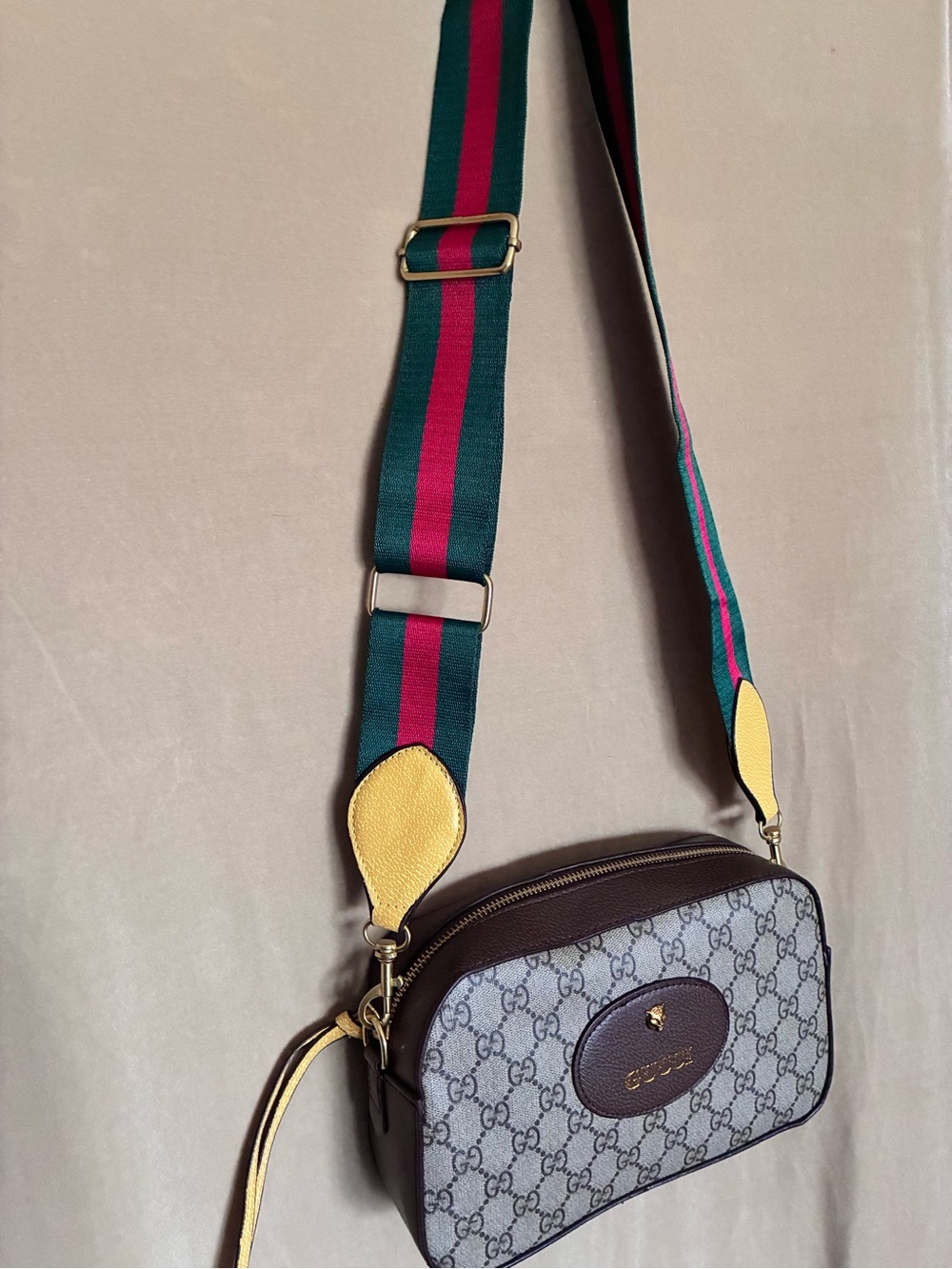 Gucci GG Supreme Monogram Crossbody Bag in Brown and Tan